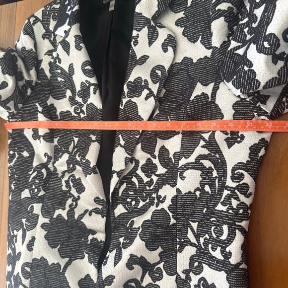 Albert Nipon Size 16 Sheath Dress Jacket Suit Set Black Floral on Silvery White - Picture 14 of 16